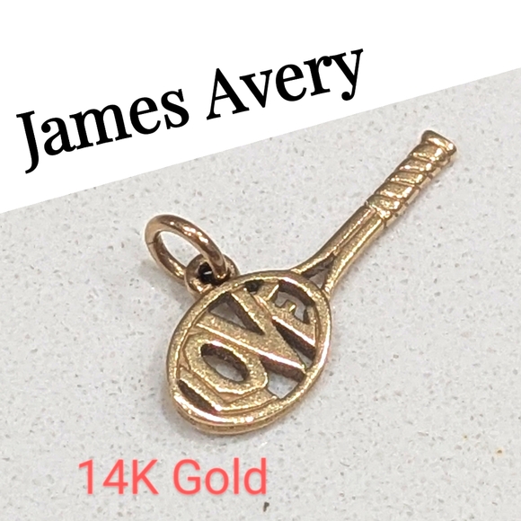Rare-Retired 14K Gold James Avery Tennis Racket "LOVE" Charm/Pendant - Picture 3 of 11